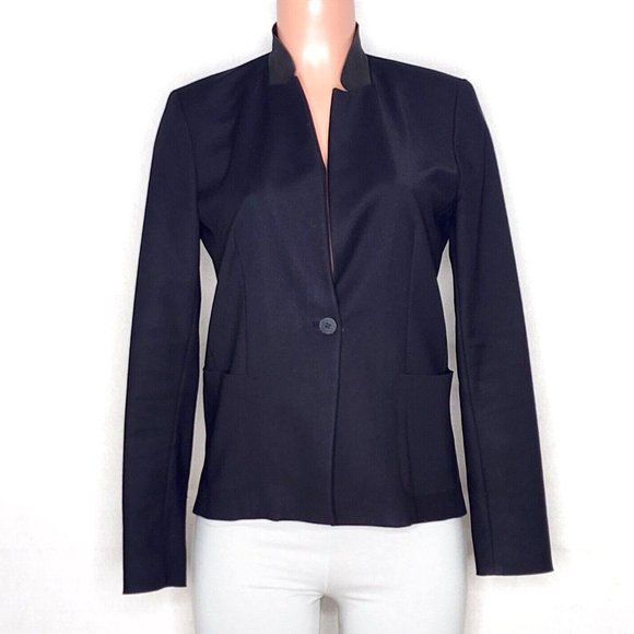 Elie Tahari Black Blazer Suit Jacket One Button Long Sleeves Pockets - Picture 2 of 7